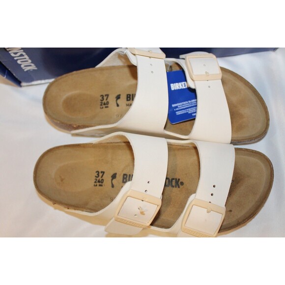 Birkenstock Women's Arizona Leather Sandals WHITE EU 37 NEW NARROW - Picture 4 of 6